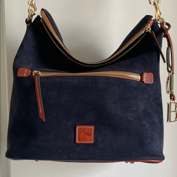 Dooney & Bourke Dark Blue Suede purse Large Hobo Bag, Camden like new - Picture 1 of 16